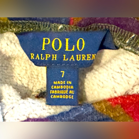 POLO BY RALPH LAUREN Sz 7 Colorful Kids Camo Joggers with Fleece Interior - Picture 4 of 4